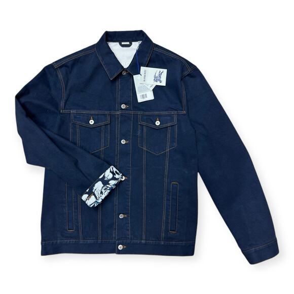 Mens London Navy Blue Denim Flocked Jacket XL $ 1790 Msrp - Picture 5 of 16